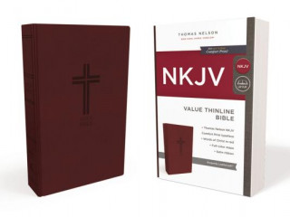 Książka NKJV, Value Thinline Bible, Leathersoft, Burgundy, Red Letter, Comfort Print Thomas Nelson