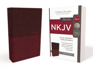 Książka NKJV, Value Thinline Bible, Compact, Leathersoft, Burgundy, Red Letter, Comfort Print Thomas Nelson