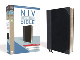 Kniha NIV, Thinline Bible, Large Print, Imitation Leather, Black/Gray, Red Letter Edition Zondervan