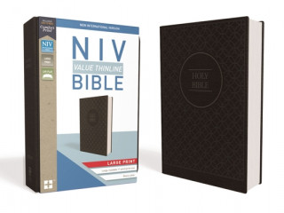 Kniha NIV, Value Thinline Bible, Large Print, Imitation Leather, Gray/Black Zondervan