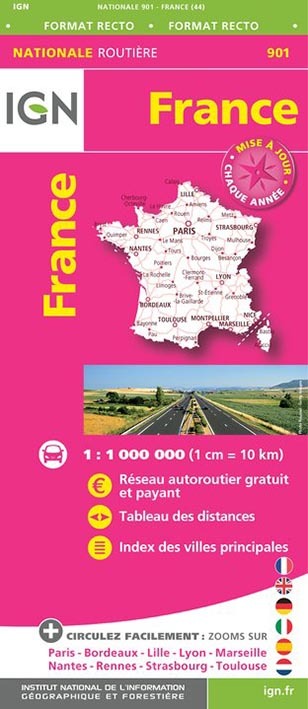 Tlačovina France Routiere Maxi Format 2017 (Straßen, Autobahnen) mit Ortsnamenverzeichnis 1:1000000 