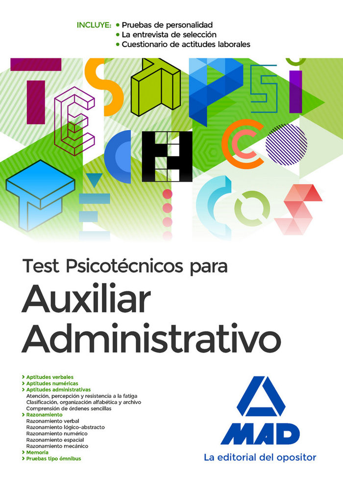 Knjiga Test Psicotécnicos para Auxiliar Administrativo 