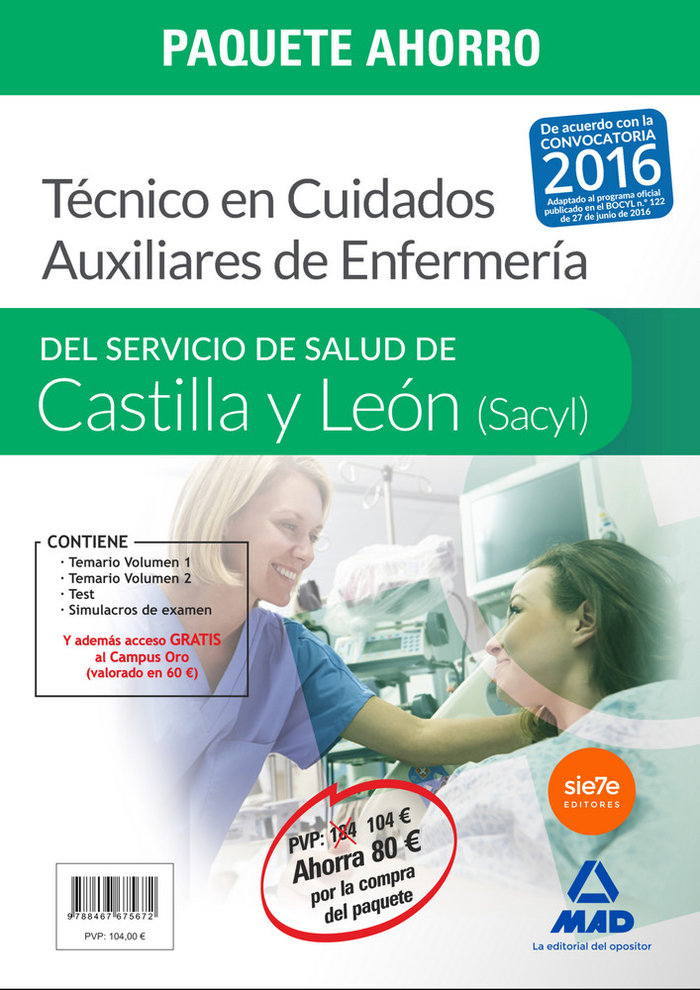 Książka PAQUETE AHORRO Técnico en Cuidados Auxiliares de Enfermería del Servicio de Salud de Castilla y León (SACYL) 