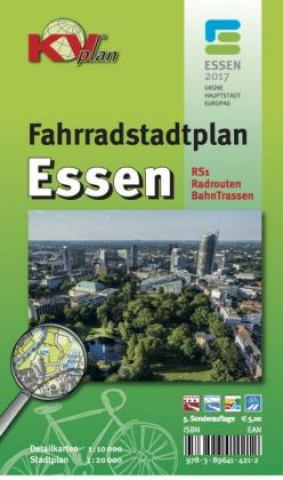 Drucksachen Essen ? Fahrradstadtplan, KVplan, Radkarte/Wanderkarte/Stadtplan, 1:20.000 / 1:10.000 