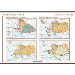 Kniha Vývoj českého státu II. (od 16. století do roku 1918) – školní nástěnná mapa/136 x 96 cm 