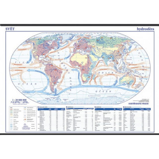 Kniha Svět - hydrosféra - školní nástěnná mapa 1:28 mil./136x96 cm 