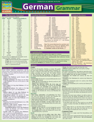 Kniha German Grammar: Quickstudy Laminated Reference Guide Barcharts Inc