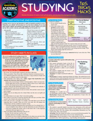 Kniha Studying Tips, Tricks & Hacks: Quickstudy Laminated Reference Guide to Grade Boosting Techniques Barcharts Inc