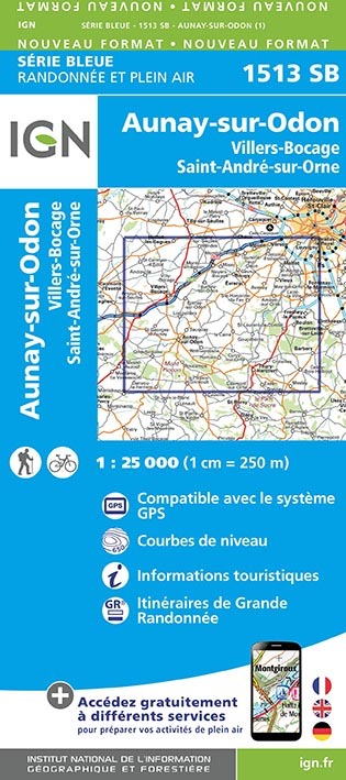 Tiskovina Aunay-sur-Odon Villers-Bocage Saint-André-sur-Orne 1:25 000 