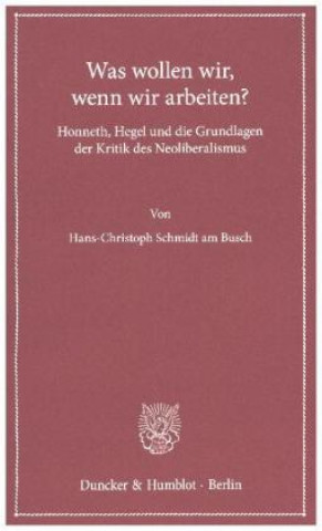 Könyv Was wollen wir, wenn wir arbeiten? Hans-Christoph Schmidt am Busch