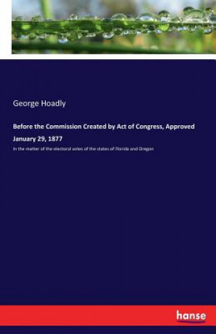 Könyv Before the Commission Created by Act of Congress, Approved January 29, 1877 George Hoadly