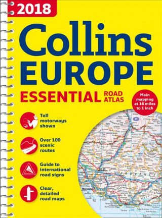 Könyv 2018 Collins Essential Road Atlas Europe Collins Maps