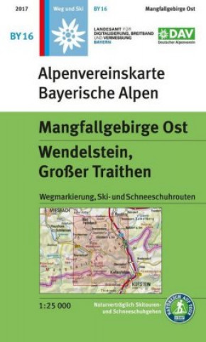 Materiale tipărite DAV Alpenvereinskarte Bayerische Alpen 16 Mangfallgebirge Ost 1 : 25 000. Wendelstein, Großer Traithen Deutscher Alpenverein e.V. DAV
