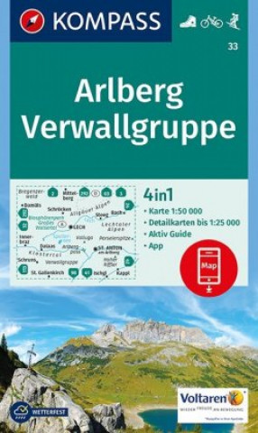 Materiale tipărite KOMPASS Wanderkarte Arlberg, Verwallgruppe Kompass-Karten Gmbh