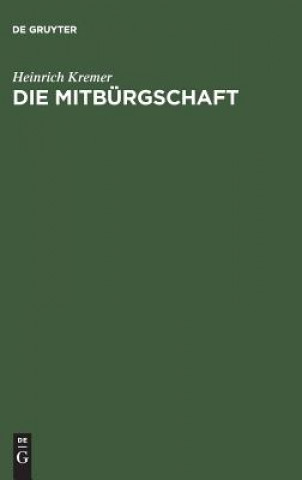 Book Mitburgschaft Heinrich Kremer