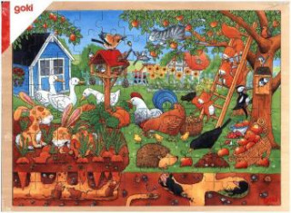 Játék Dřevěné puzzle Zákoutí naší zahrady 96 dílků goki