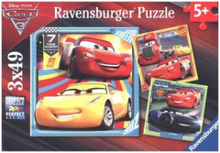 Játék Ravensburger Kinderpuzzle - 08015 Bunte Flitzer - Puzzle für Kinder ab 5 Jahren, Disney Cars Puzzle mit 3x49 Teilen 