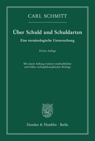 Buch Über Schuld und Schuldarten Carl Schmitt