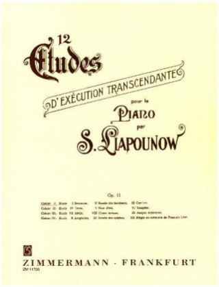 Materiale tipărite 12 Études d'exécution transcendante Sergej Liapounow