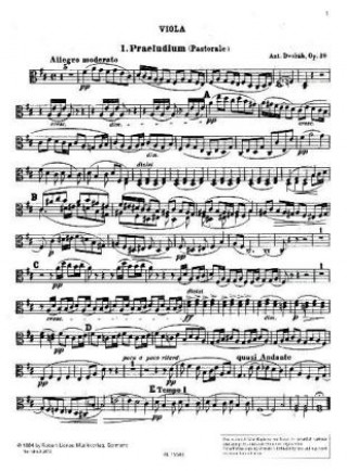 Nyomtatványok Suite op. 39 für das Orchester, Viola Antonin Dvorak