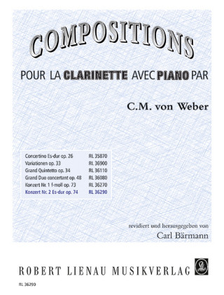 Materiale tipărite Konzert Nr. 2 Es-Dur op. 74, Klarinette und Klavier Carl Maria von Weber