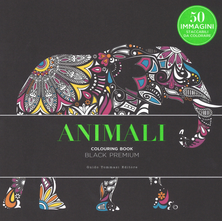 Carte Animali. Black premium. Colouring book antistress 