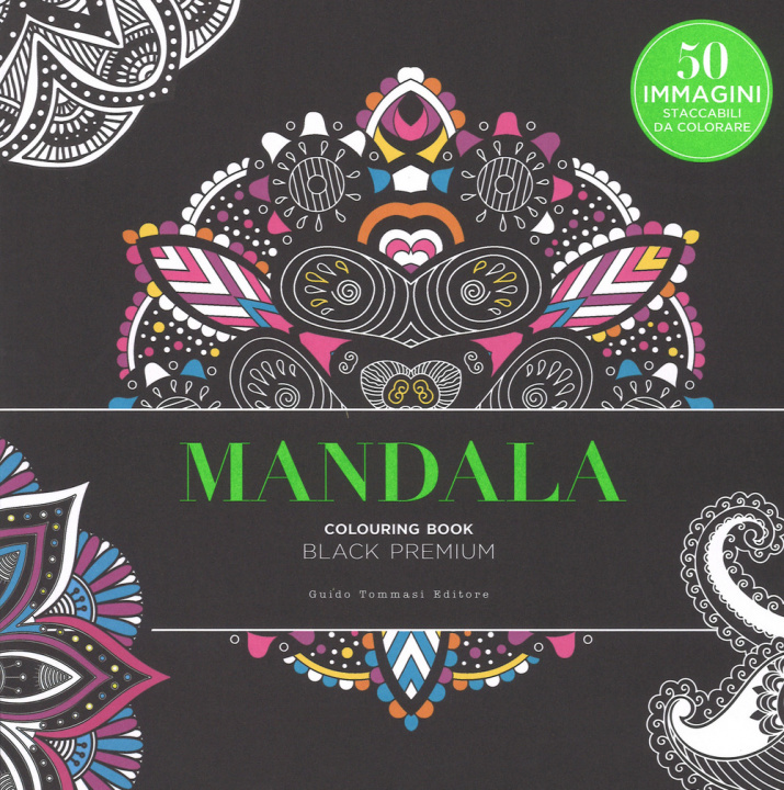 Carte Mandala. Black premium. Colouring book antistress 