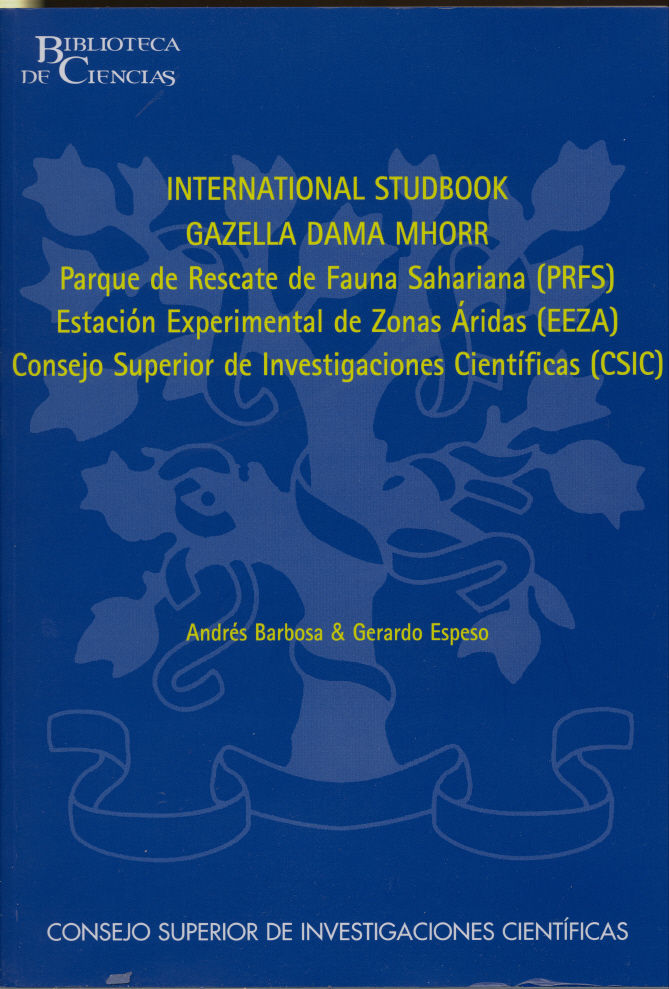 Libro International studbook gazella dama mhorr Andrés Barbosa Alcón