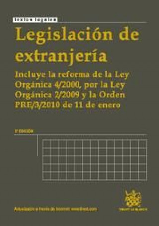 Buch Legislación de extranjería : incluye la reforma de la Ley Orgánica 4/2000, por la Ley Orgánica 2/2009 y la orden pre/3/2010 de 11 de enero Carlos . . . [et al. ] Esplugues Mota