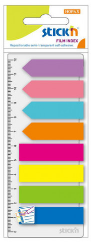 Carte Zakładki indeksujące 8 kolorów neon x 25 sztuk (paski+strzałki) + linijka 