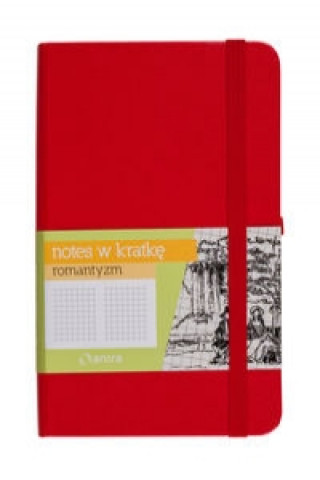 Kniha Notes A5 z gumką Romantyzm kratka czerwony 