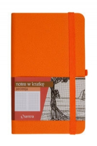 Carte Notes A6 z gumką Secesja kratka pomarańczowy 