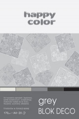 Kniha Blok Deco Grey A4 5 kolorów tonacja szara 5 sztuk 