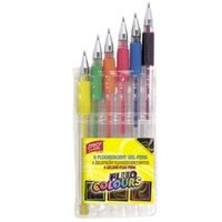 Papírszerek Długopisy żelowe fluorescencyjne 6 kolorów 