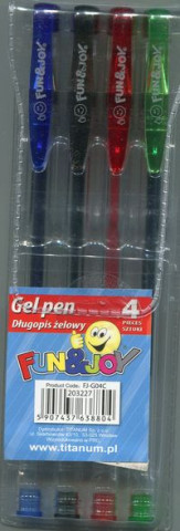 Papierenský tovar Długopis żelowy Fun & Joy 4 kolory 