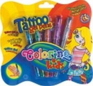Kniha Długopisy żelowe do tatuażu z szablonami Colorino Kids 5 kolorów 