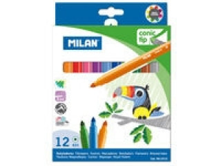 Papírenské zboží Flamastry Milan 12 kolorów ze stożkową końcówką 