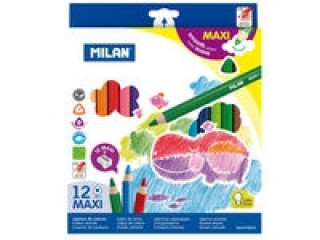 Articole de papetărie Kolorowe kredki Milan rysunkowe Maxi trójkątne 12 sztuk 