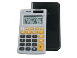 Papírszerek Kalkulator Milan kieszonkowy w etui 8 pozycyjny, szaro - pomarańczowy 