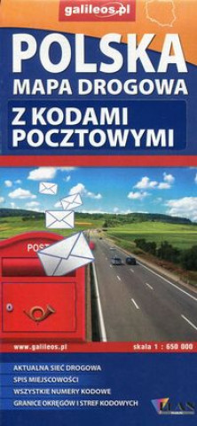 Tiskanica Polska mapa drogowa z kodami pocztowymi 1:650 000 