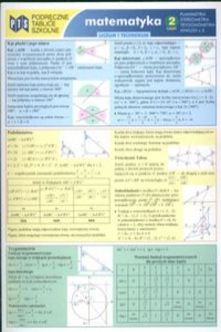 Kniha Podręczne tablice szkolne Matematyka 2 Planimetria Stereometria Trygonometria Analiza Jerzy Nowik