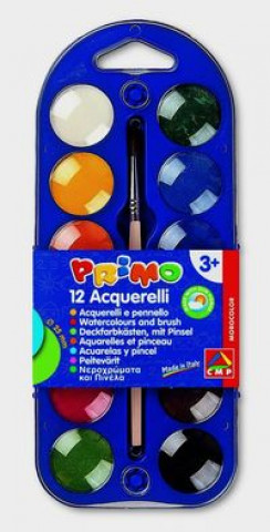 Papírszerek Farby wodne w pastylkach Primo 12 kolorów + pędzelek 