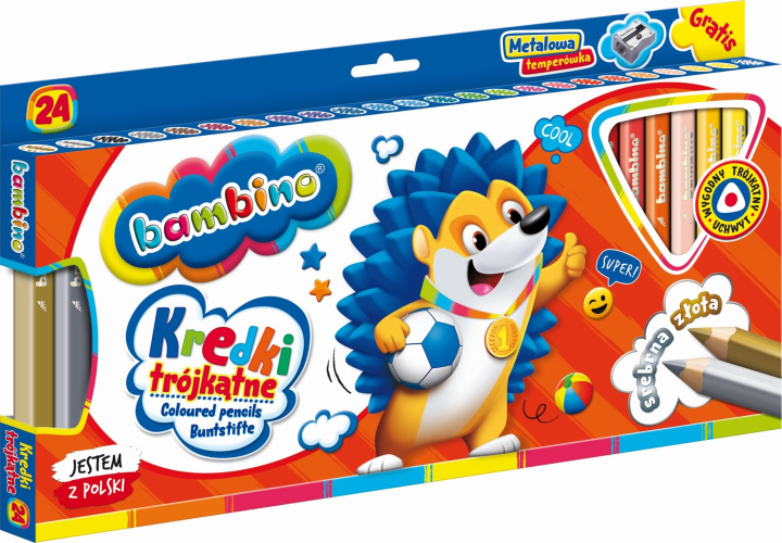 Stationery items Kredki trójkątne Bambino w oprawie drewnianej 24 kolory + temperówka 