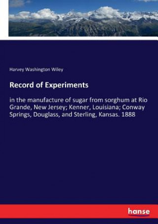 Knjiga Record of Experiments Harvey Washington Wiley