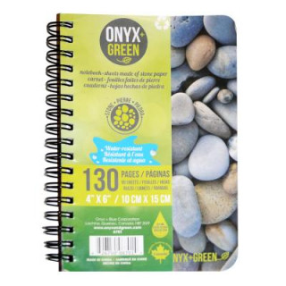 Carte Notebook, 4"x6," Side Coil, 65 Ruled Sheets, Stone Paper Onyx Green
