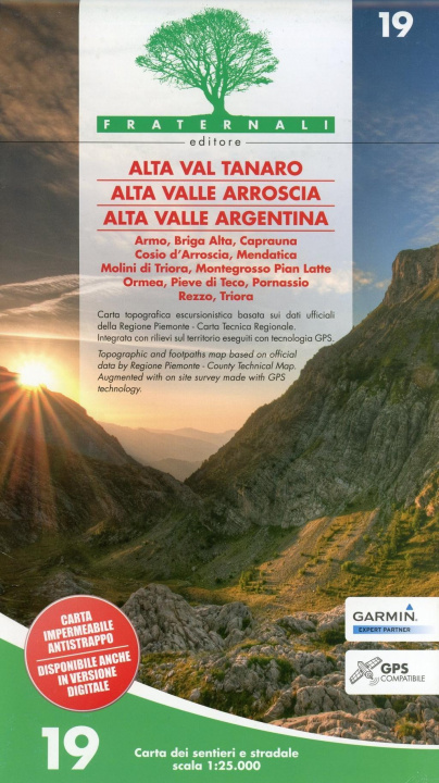 Kniha Carta n. 19. Alta Valle Tanaro, Alta Valle Arroscia, Alta valle Argentina. Carta dei sentieri e stradale 1:25.000 