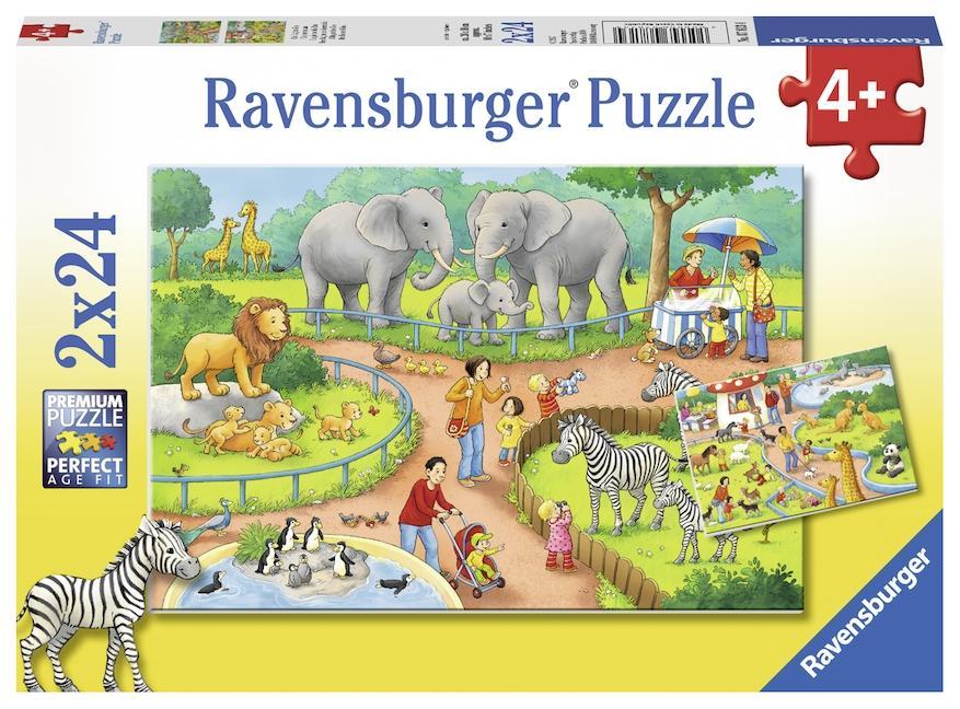 Hra/Hračka Ein Tag im Zoo. Kinderpuzzle 2 x 24 Teile 