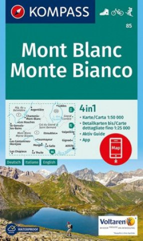 Tlačovina Mont Blanc Monte Bianco 85 NKOM 1:50T Kompass-Karten Gmbh