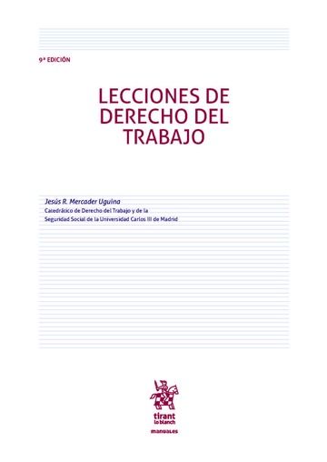 Kniha Lecciones de derecho del trabajo Jesús Rafael Mercader Uguina