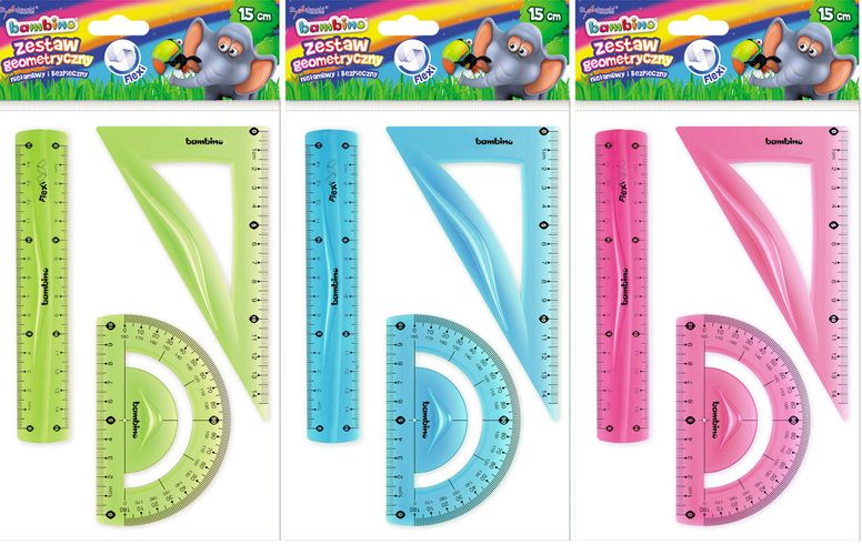 Papírenské zboží Zestaw geometryczny 3 części 15 cm Bambino flexi 